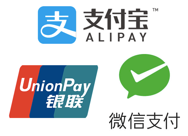 WichatPay,Alipay,UnionPay