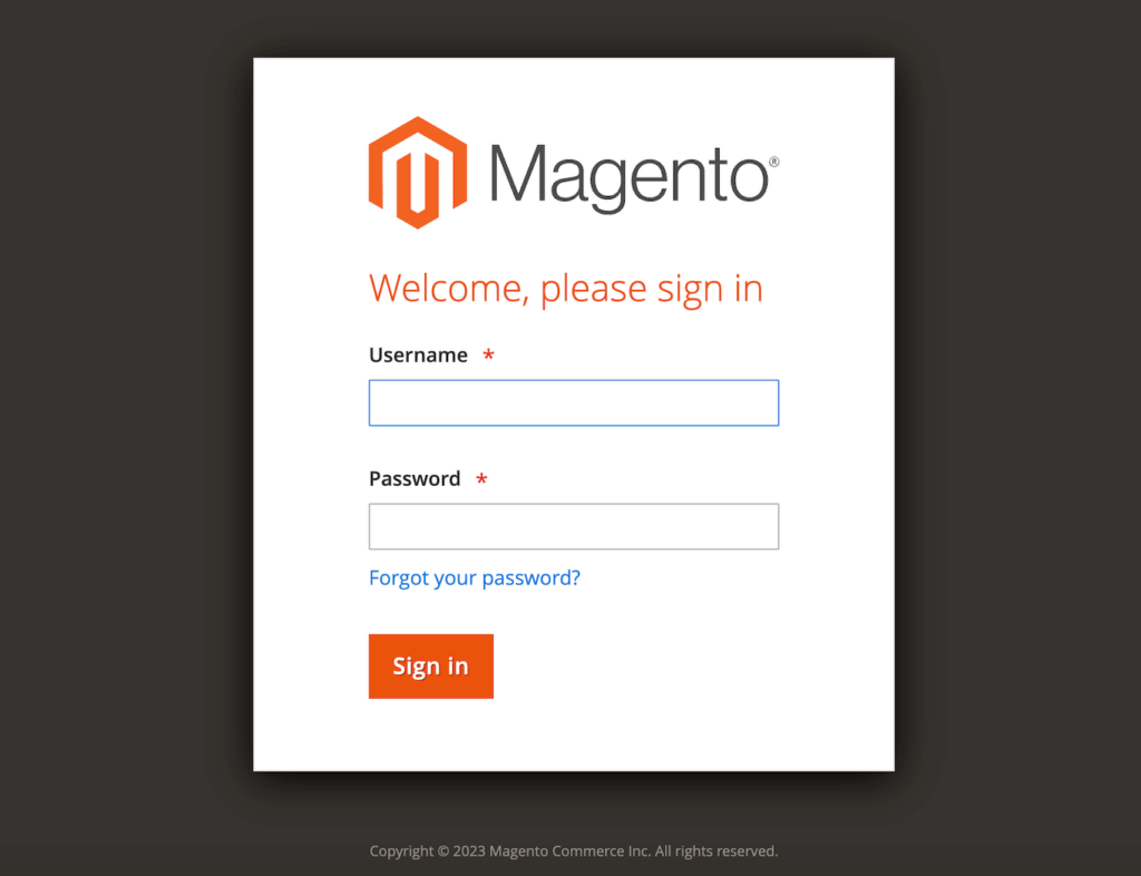 Magento2管理画面 ログイン画面