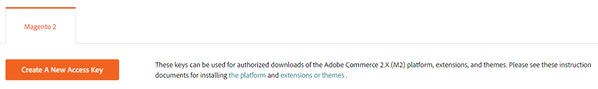 Magento Marketplace Create New Access Key