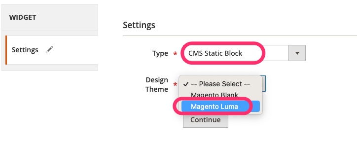 Magento2 Block Widget作成時の選択肢